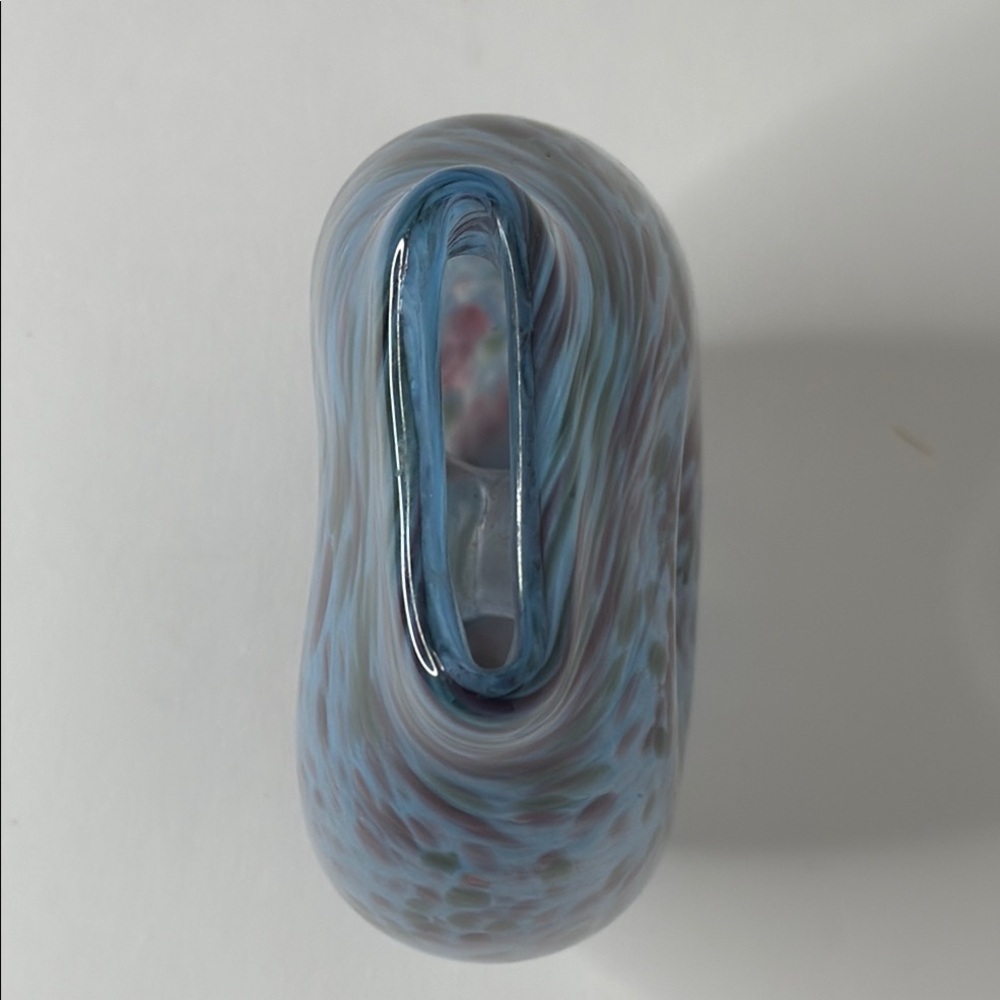 Blue Purple Glass Keyhole Vase Swirl Collectible Art Signed Vintage 2010 Gift - Picture 4 of 7